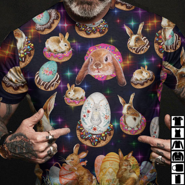 easter bunnies in galaxy full printed t-shirt