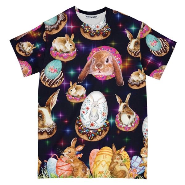 easter bunnies in galaxy full printed t-shirt
