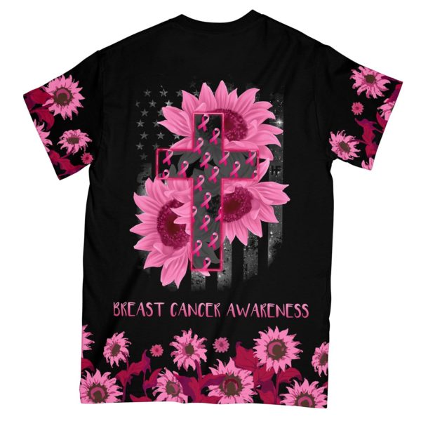 faith hope love sunflower breast cancer awareness all over print t-shirt