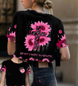 faith hope love sunflower breast cancer awareness all over print t-shirt