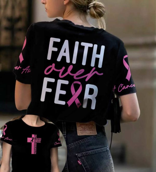 faith over fear cross breast cancer awareness all over print t-shirt