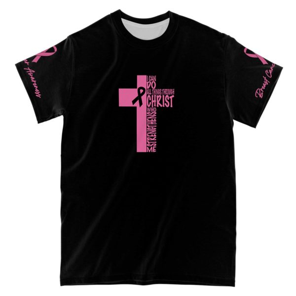 faith over fear cross breast cancer awareness all over print t-shirt