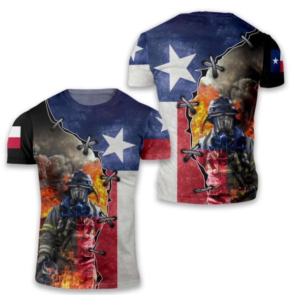 firefighter texas all over t-shirt