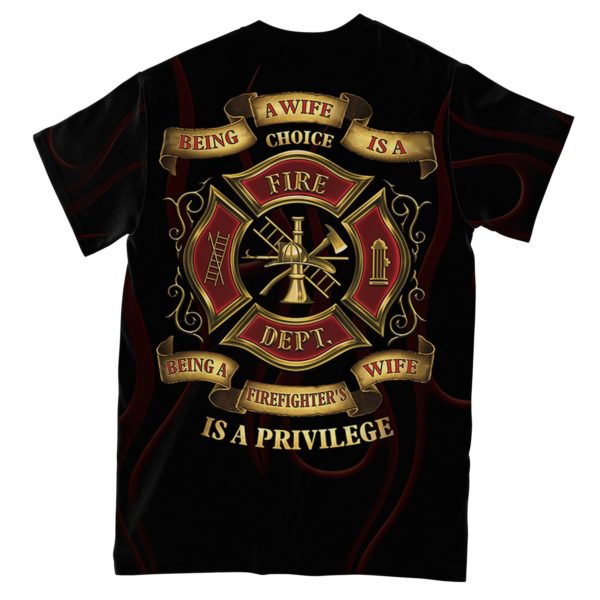 firefighter wife all over print t-shirt, cool firefighter shirt