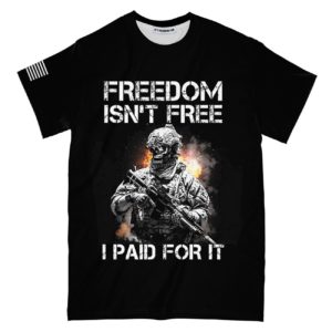 freedom isn't free i paid for it all over print t-shirt, black skull veteran shirt