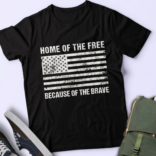 gift of independence day, home of the free because of the brave grunge us flag t shirt