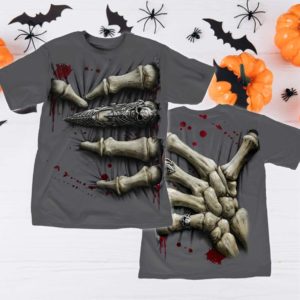 halloween death hand all over print t-shirt, scary shirt