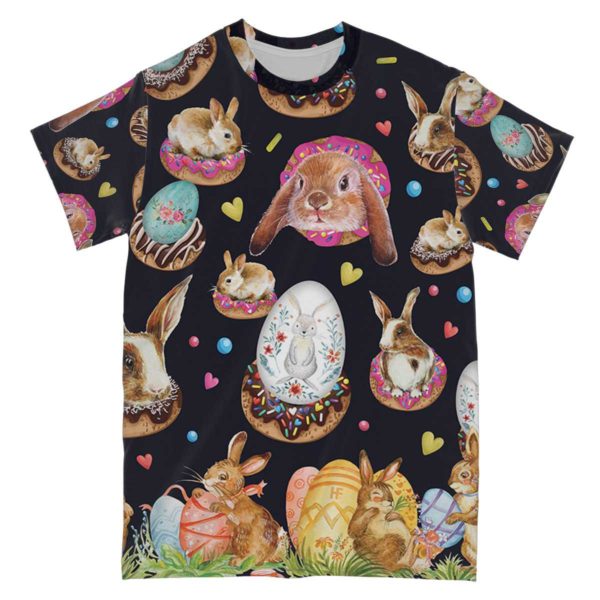 happy easter with sweet doughnuts aop t-shirt