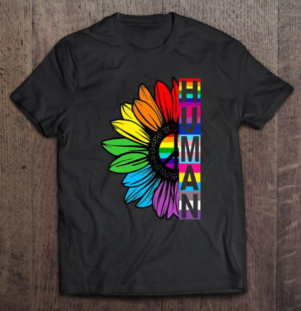 human sunflower lgbt flag gay pride month proud lgbtq t-shirt