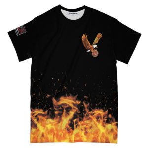 i am a firefighter all over print t-shirt, flame pattern firefighter shirt