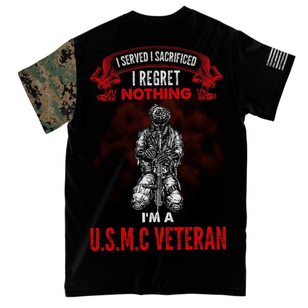 i am a u.s.m.c veteran all over print t-shirt, camouflage veteran shirt