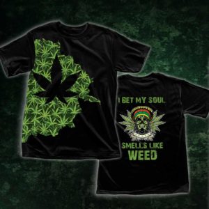 i bet my soul smell like weed all over print t-shirt, weed print t shirt