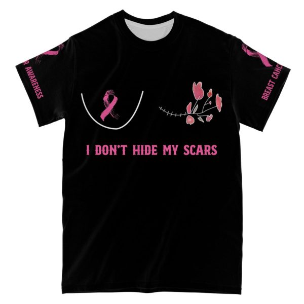 i don't hide my scars breast cancer awareness aop t-shirt