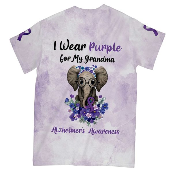 i wear purple for my grandma alzheimer's awareness all over print t-shirt