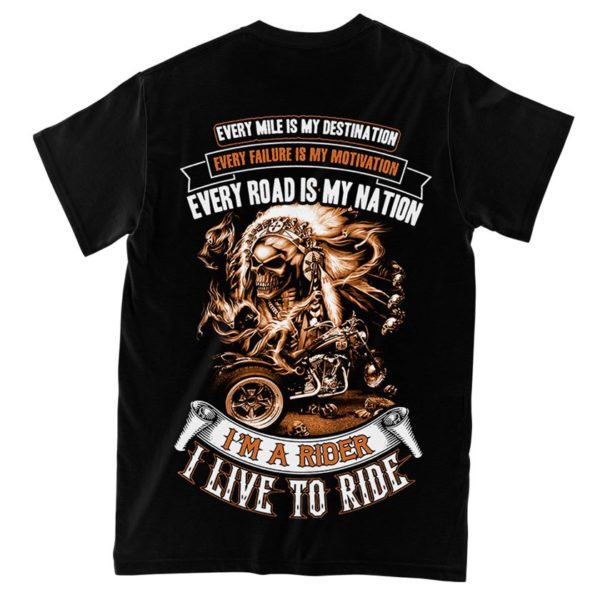 i'm a native american rider, i live to ride all over print t-shirt