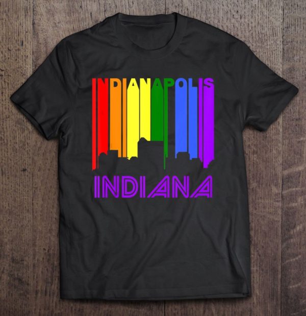 indianapolis indiana lgbtq gay pride rainbow skyline tank top t-shirt