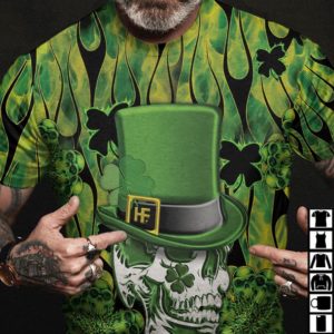 irish skull saint patrick's day aop t-shirt, green st patricks shirt, st patricks day tee