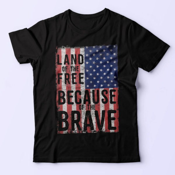 land of the free because of the brave vintage flag, cool gift on independence day t shirt