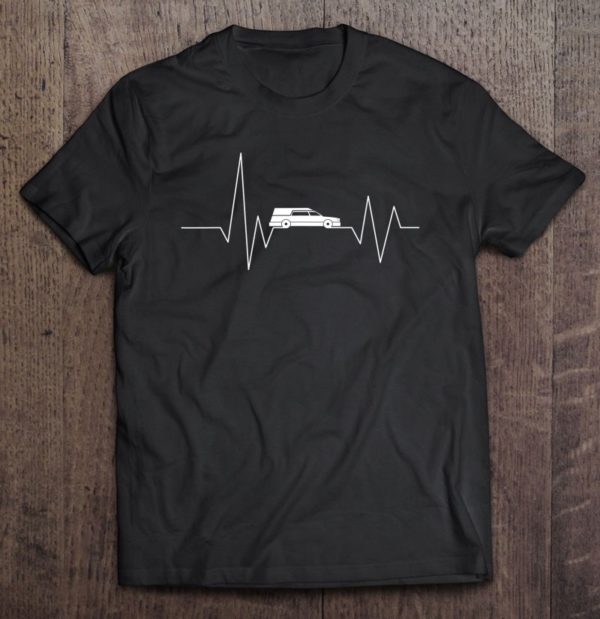 mens heartbeat hearses funeral director mortician t-shirt