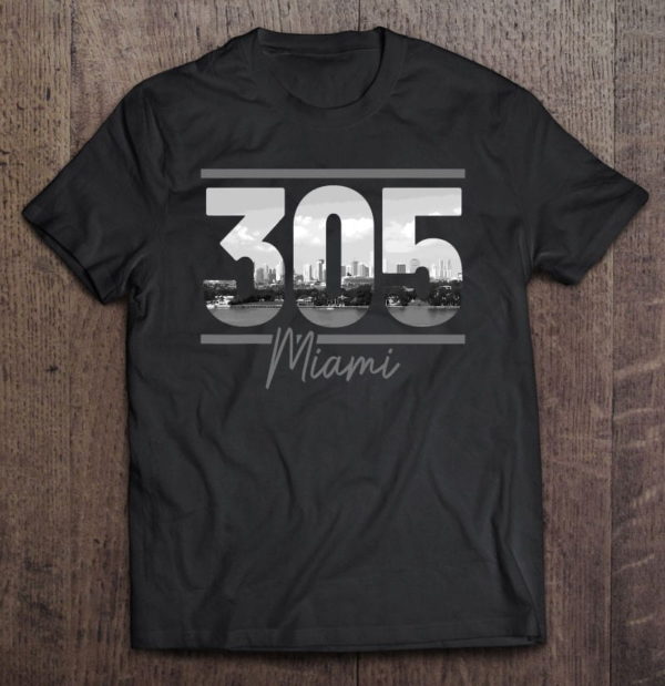 miami 305 area code skyline florida vintage t-shirt