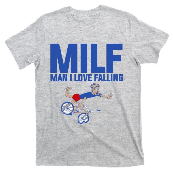 milf man i love falling funny falling bicycle t-shirt