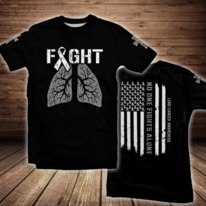 no one fights alone lung cancer awareness all over print t-shirt