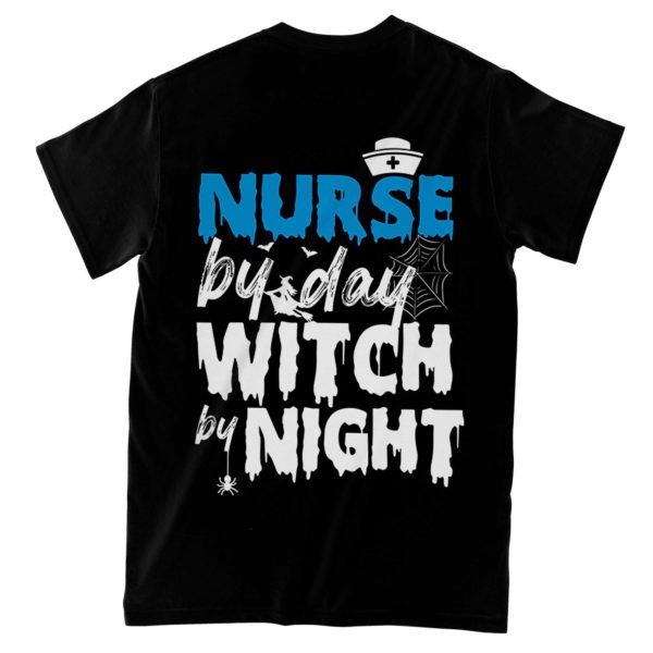 nurse by day witch by night all over print t-shirt