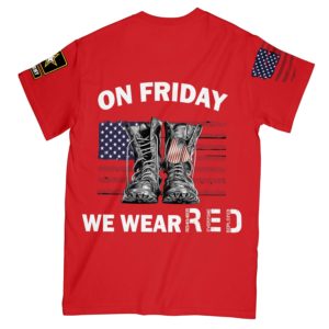 on friday we wear red usa aop t-shirt, american flag military shirt
