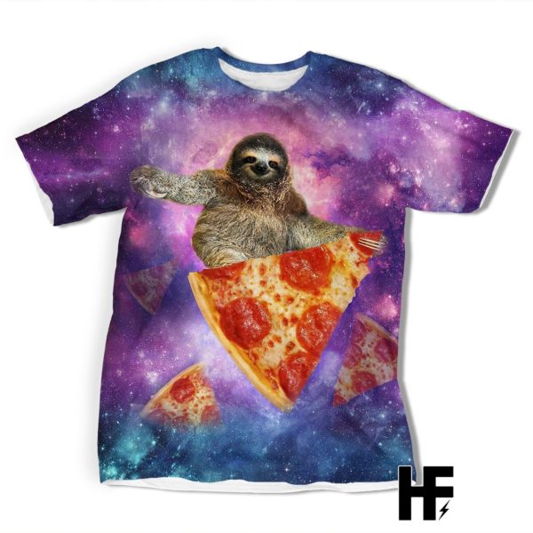pizza lover sloth all over t-shirt
