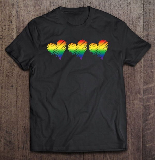 rainbow colored hearts lgbt pride t-shirt