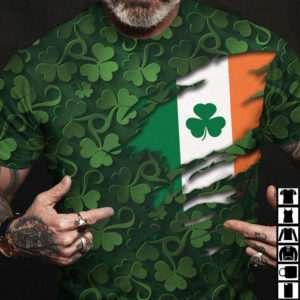 saint patrick's day shamrock celtic cross harp irish all over print t-shirt, green st patricks day