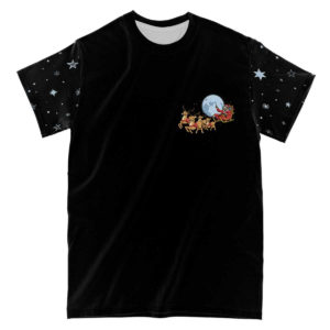 santa slaus is coming to town all over print t-shirt, sloth christmas t-shirt