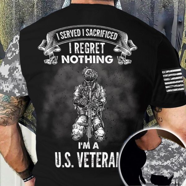 skull i am u.s veteran i reget nothing t-shirt