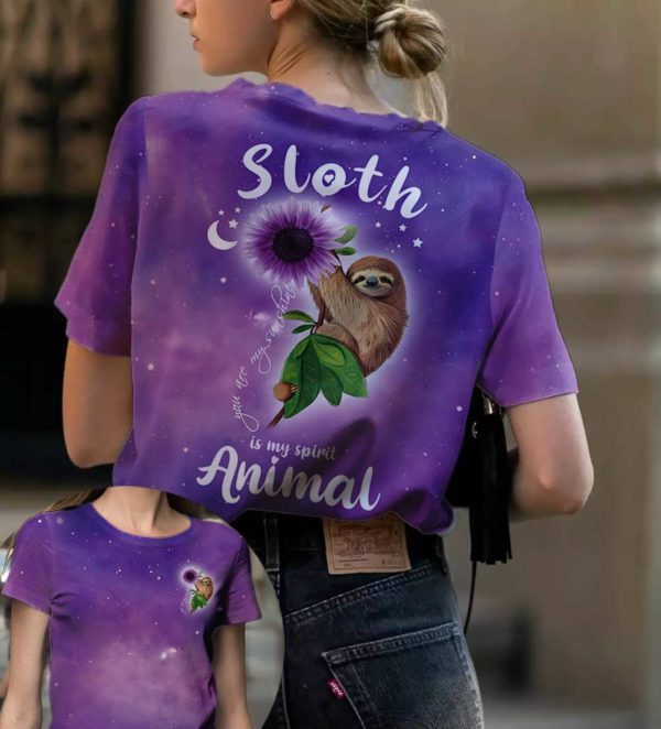 sloth is my spirit animal all over print t-shirt, purple sloth dancing shirt