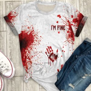 spooky halloween blood splatter all over print t-shirt