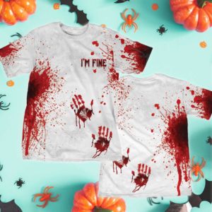 spooky halloween blood splatter all over print t-shirt
