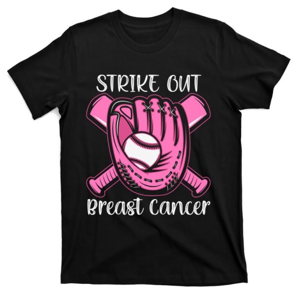 strike out baseball softball pink breast cancer awareness t-shirt