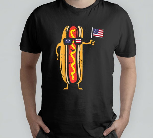 hotdog sunglasses american flag usa funny 4th of july fourth t-shirt