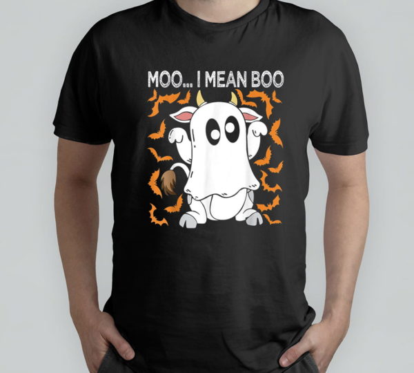 moo i mean boo halloween ghost cow lover t-shirt