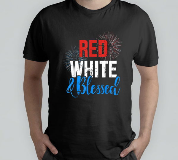 red white blessed for independence day on 4th of july t-shirt