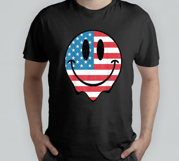 smiley face american flag 4th july t-shirt
