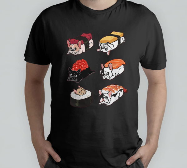 sushi frenchie t-shirt