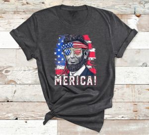 4th of july abraham lincoln sunglasses american flag merica t-shirt