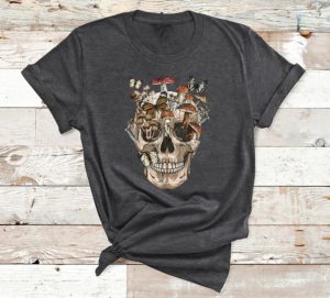 mushroom clothing mushroom collector skull t-shirt