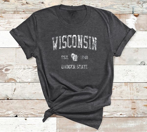 wisconsin est 1848 badger state t-shirt