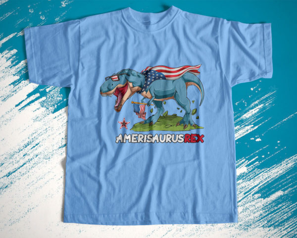 4th of july dinosaur kids boys men amerisaurus t rex t-shirt