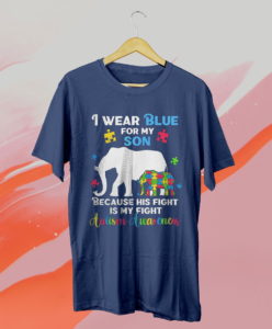 autism son mom & dad shirts puzzle autistic elephants t-shirt