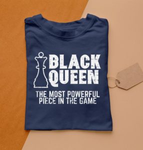black queen most powerful chess african american t-shirt