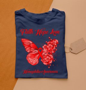 butterfly faith hope love hemophilia awareness t-shirt