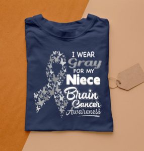 i wear gray for my niece - brain cancer awareness t-shirt